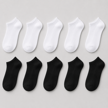 Unisex Cotton Ankle Socks — 10-Pack