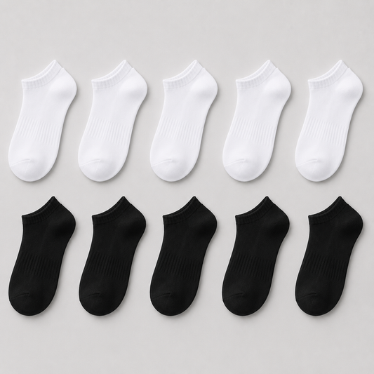 Unisex Cotton Ankle Socks — 10-Pack