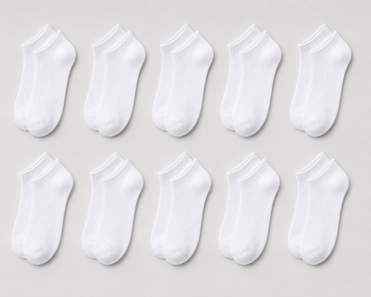 Unisex Cotton Ankle Socks — 10-Pack
