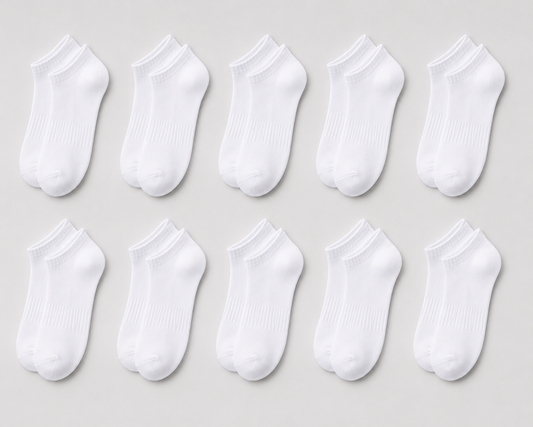 Unisex Cotton Ankle Socks — 10-Pack
