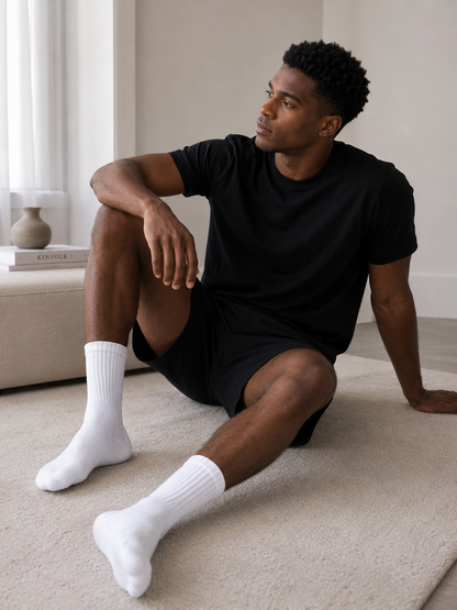 Unisex Cotton Crew Socks 10-Pack Black Man | Lovenq