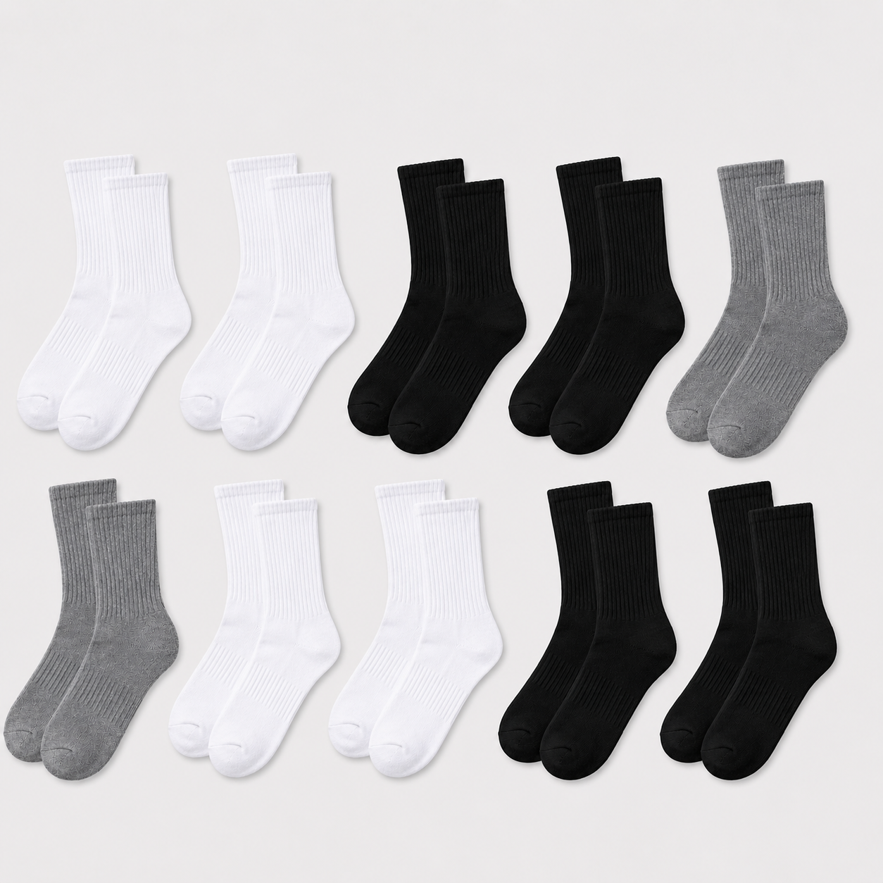 Unisex Cotton Crew Socks — 10-Pack