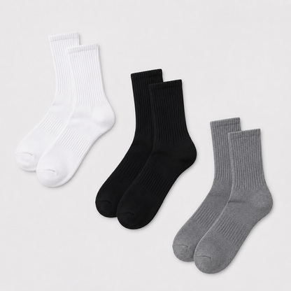 Unisex Cotton Crew Socks — 3-Pack
