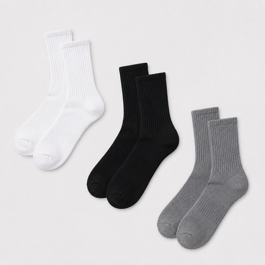 Unisex Cotton Crew Socks — 3-Pack