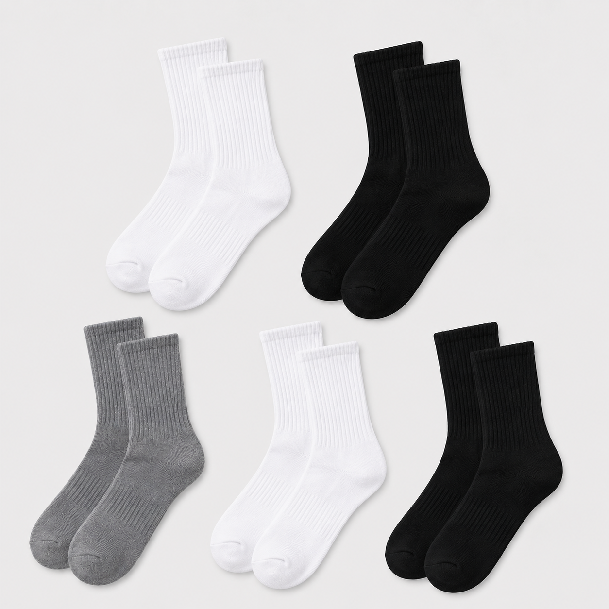 Unisex Cotton Crew Socks — 5-Pack