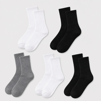 Unisex Cotton Crew Socks — 5-Pack