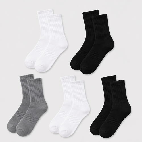 Unisex Cotton Crew Socks — 5-Pack